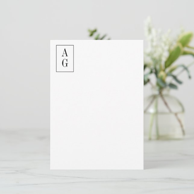 Minimalist Corner Monogram Initials Professional Card (Standing Front)