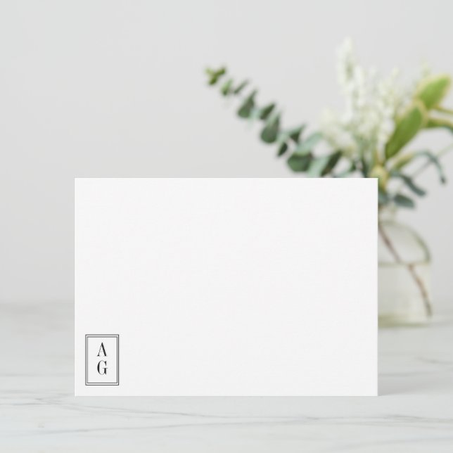 Minimalist Corner Monogram Initials Stylish Chic Card (Standing Front)