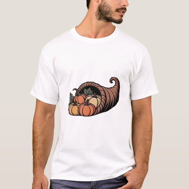 Minimalist Cornucopia Thanksgiving Design Classic  T-Shirt (Front)