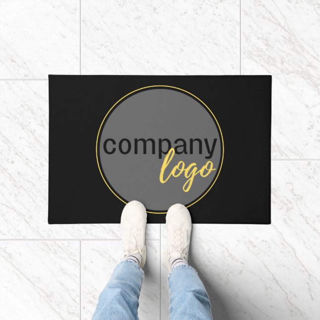 MINIMALIST CORPORATE BUSINESS COMPANY LOGO BLACK DOORMAT (Indoor)