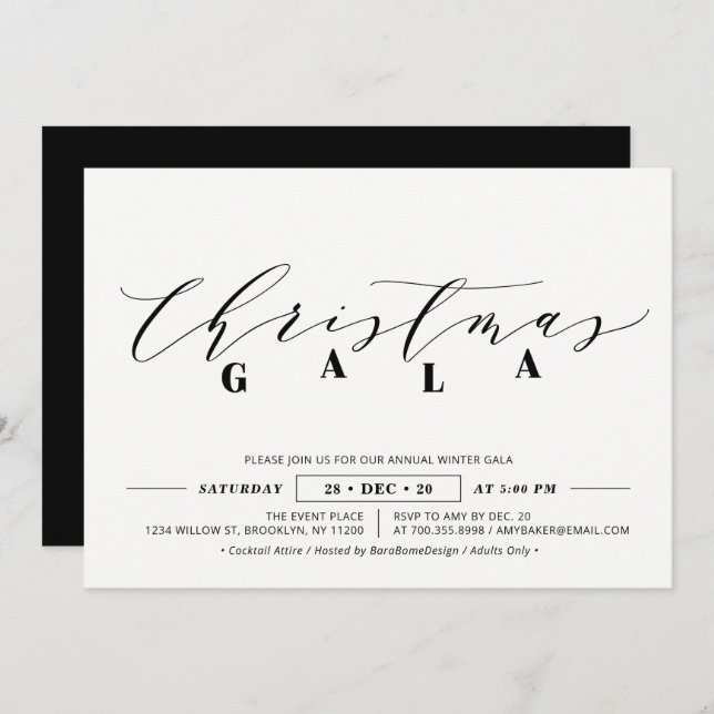 Minimalist Corporate Christmas Gala, Holiday Party Invitation (Front/Back)