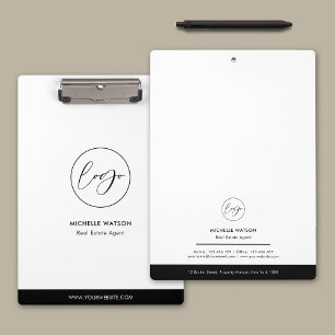 Minimalist Corporate Logo Black & White Company Clipboard