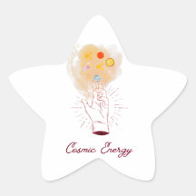 Minimalist Cosmic Hand Sticker - Celestial Line Ar