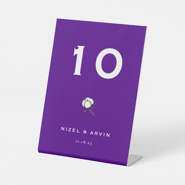 Minimalist Cotton Dark Vibrant Purple Pedestal Sign (Front)