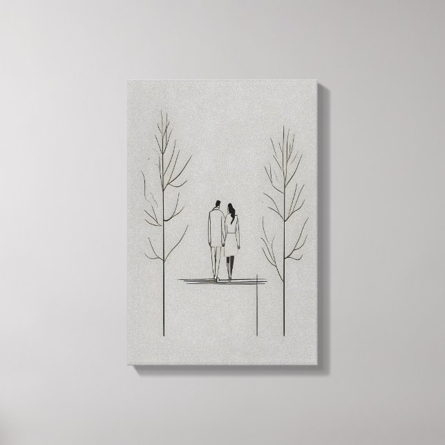 Minimalist Couple Modern Line Art Canvas Print (Front)