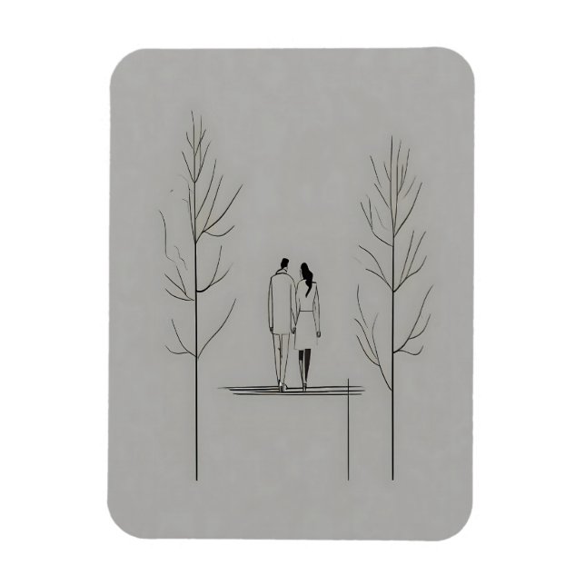 Minimalist Couple Modern Line Art Magnet (Vertical)