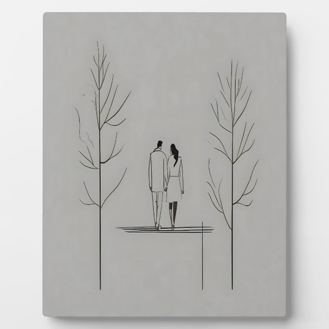 Minimalist Couple Modern Line Art Plaque (Front)