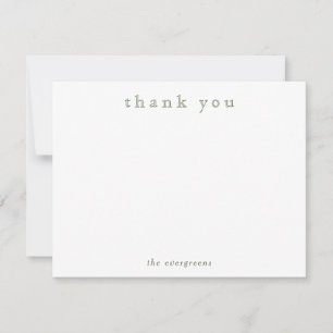 Minimalist Couples Family Sage Green Thank You Card