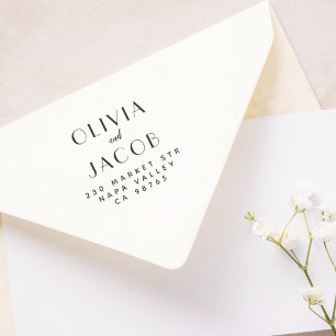 Minimalist Couples Names Wedding Return Address Rubber Stamp
