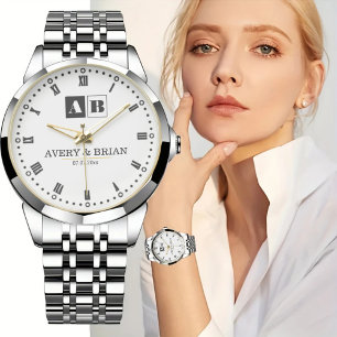 Minimalist Couples’ Personalized Names Initials Watch