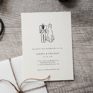 Minimalist Couples Shower Bride & Groom Line Art Invitation