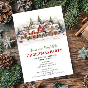 Minimalist cozy Christmas village holiday scene  Invitation
