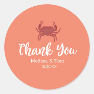 Minimalist Crab Broil Boil Red Wedding Thank You Classic Round Sticker