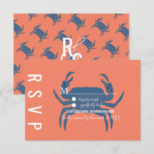 Minimalist Crab Typography Wedding RSVP Invitation