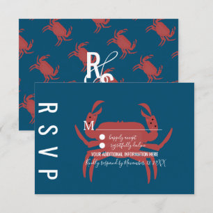 Minimalist Crab Typography Wedding RSVP Invitation