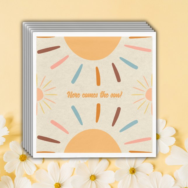 Minimalist Craft Here Comes The Son Baby Shower Napkin (Creator Uploaded)