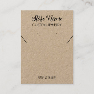 Minimalist Craft paper necklace earring display Business Card