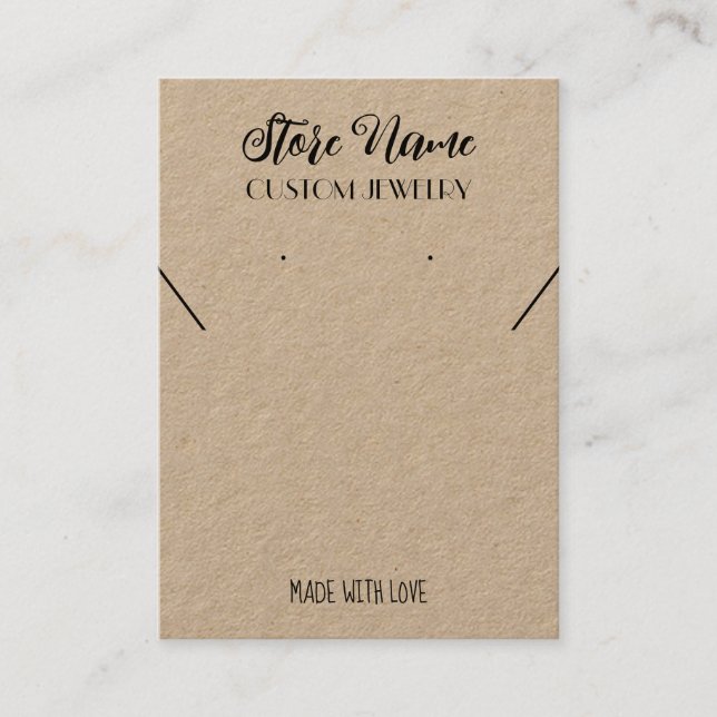 Minimalist Craft paper necklace earring display  Business Card (Front)