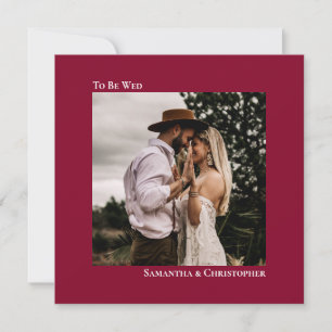 Minimalist Cranberry Red Chic Square Photo Wedding Invitation