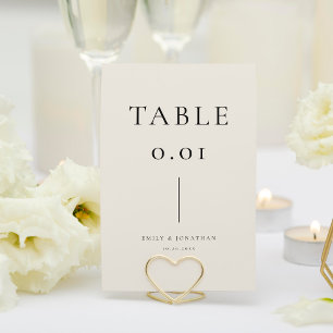 Minimalist Cream and Black Old Money Wedding  Table Number