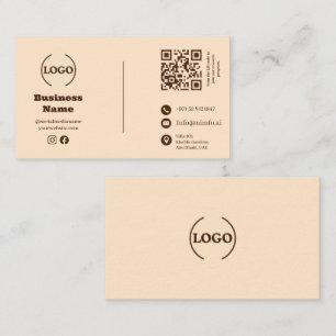 Minimalist Cream Business Card QR Rewards