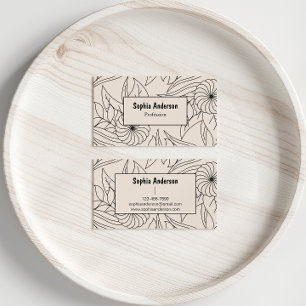 Minimalist Cream Floral Business Card