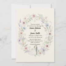 Minimalist Cream Floral Marriage Invitation