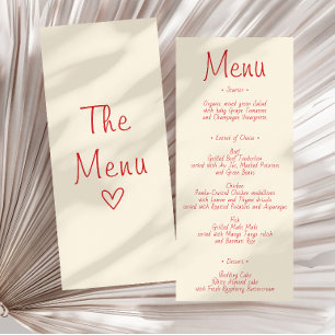 Minimalist Cream Handwritten Wedding Reception Menu