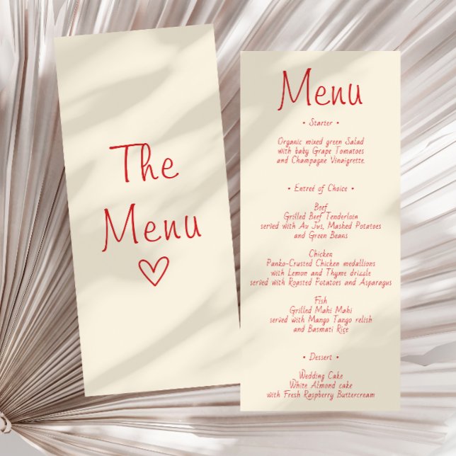 Minimalist Cream Handwritten Wedding Reception     Menu (Creator Uploaded)