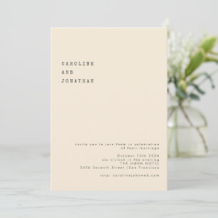 Minimalist Cream Retro Typewriter Font Wedding Invitation