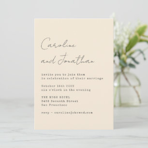 Minimalist Cream Typewriter Script Typography  Invitation