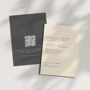 Minimalist Cream Typewriter Wedding QR Code Invitation