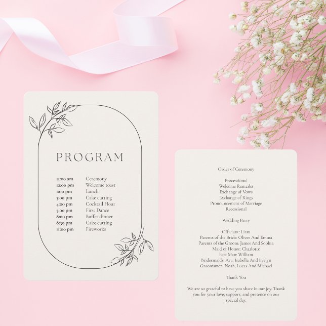 Minimalist Cream Wedding Itinerary Programme (Creator Uploaded)