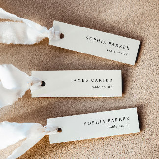Minimalist Cream Wedding Name Place Cards