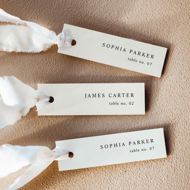 Minimalist Cream Wedding Name Place Cards (Delivered Untrimmed)