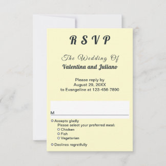 Minimalist Cream With Slate Text Portrait Wedding RSVP Card