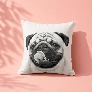 Minimalist Create Your Own Pet Portrait B & W Cushion