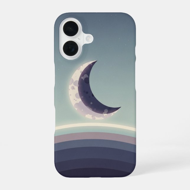 Minimalist Crescent Horizon iPhone 16 Case (Back)