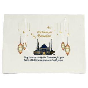 Minimalist Crescent Moon Ramadan Blessings Large Gift Bag