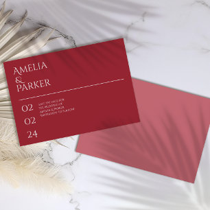 Minimalist Crimson Red Save The Date