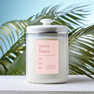Minimalist Crimson Red Wedding Candle Label