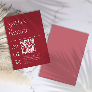 Minimalist Crimson Red Wedding Enclosure Card