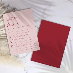Minimalist Crimson Red Wedding RSVP Card