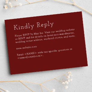Minimalist Crimson Red Wedding RSVP Card