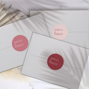 Minimalist Crimson Red Wedding Sticker Label