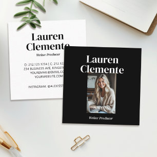 Minimalist Crisp Simple Photo Elegant Square Business Card