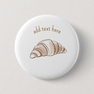 minimalist croissant pin/bagde 6 cm round badge