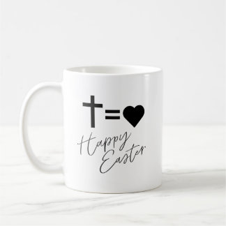Minimalist Cross and Heart Design Easter Coffee Mug