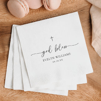 Minimalist Cross Personalised Baptism Napkin