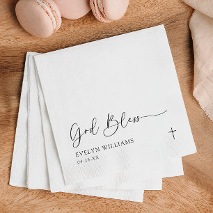 Minimalist Cross Personalised Baptism Napkin